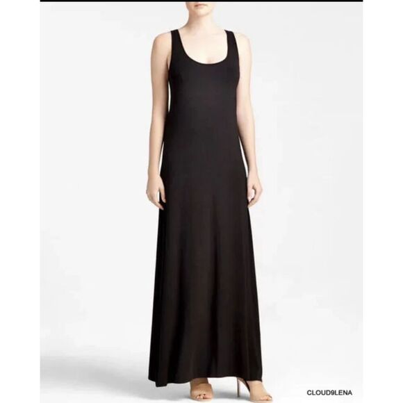 VINCE Sleeveless Soft Modal Jersey Chambray Back Maxi Tank Dress - Picture 1 of 12